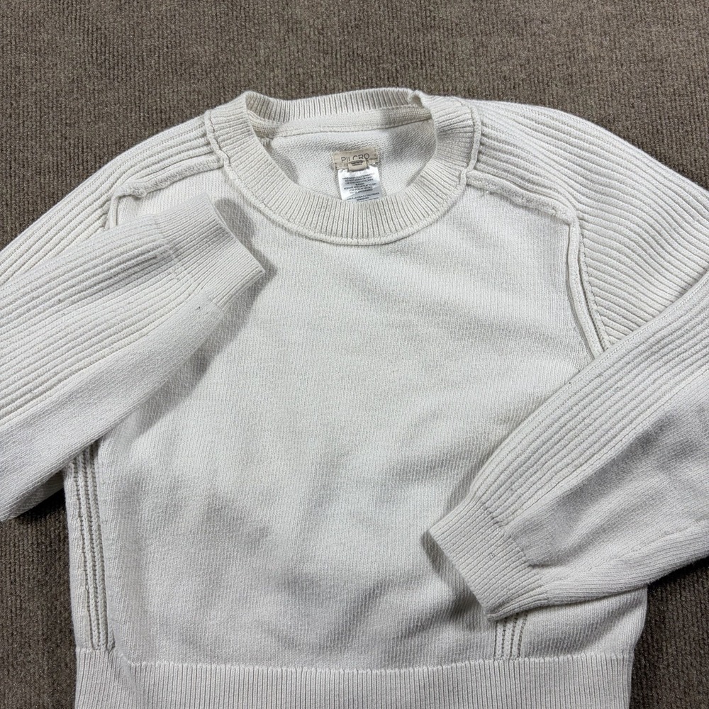 Anthropologie Pilcro Texture White Knit Crewneck Sweater Size S Womens